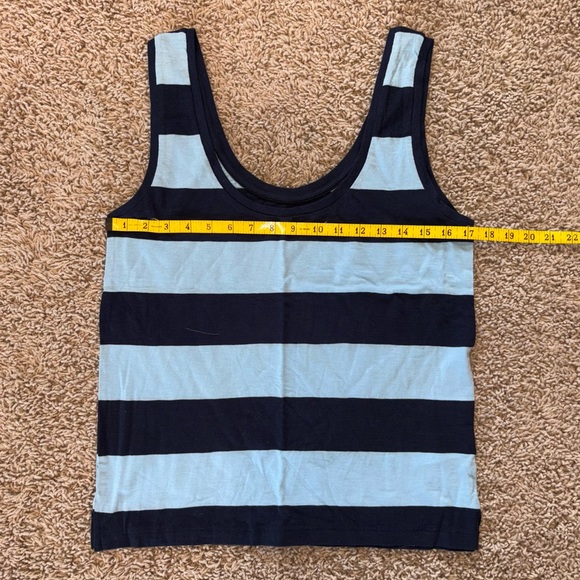 J Crew Vintage Cotton Scoopneck Tank in Stripe Navy Blue Size Medium - Picture 6 of 7